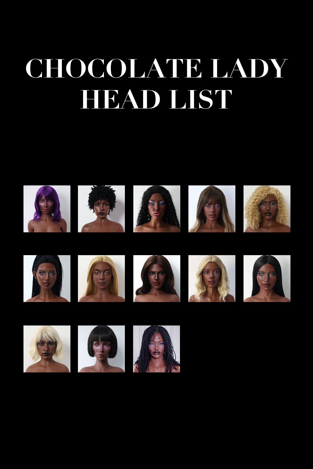 Chocolate Lady Silicone Sex Doll Head - Image 2