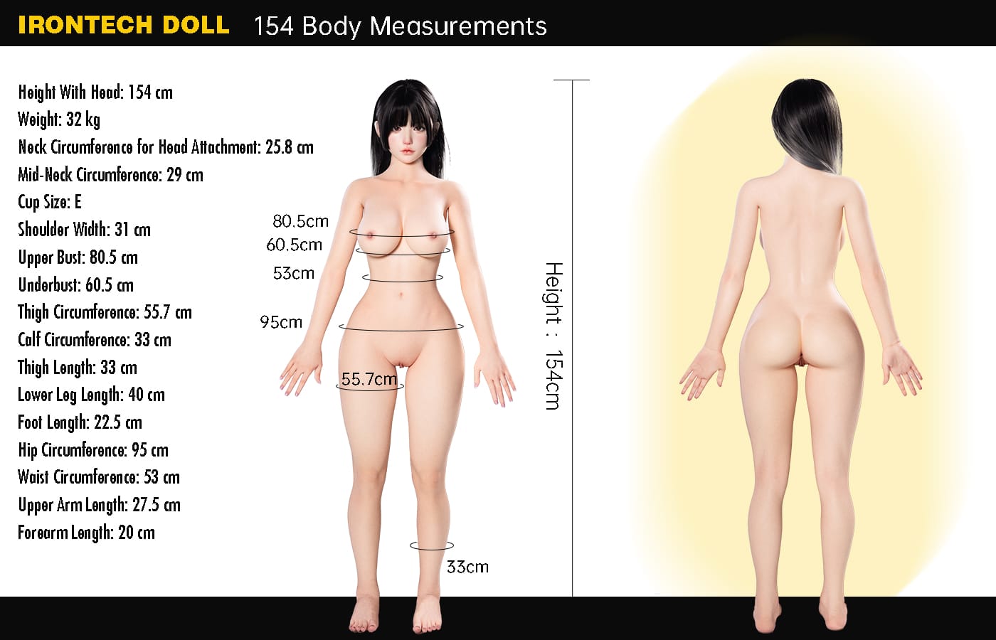 Irontech Doll 154cm E cup body data